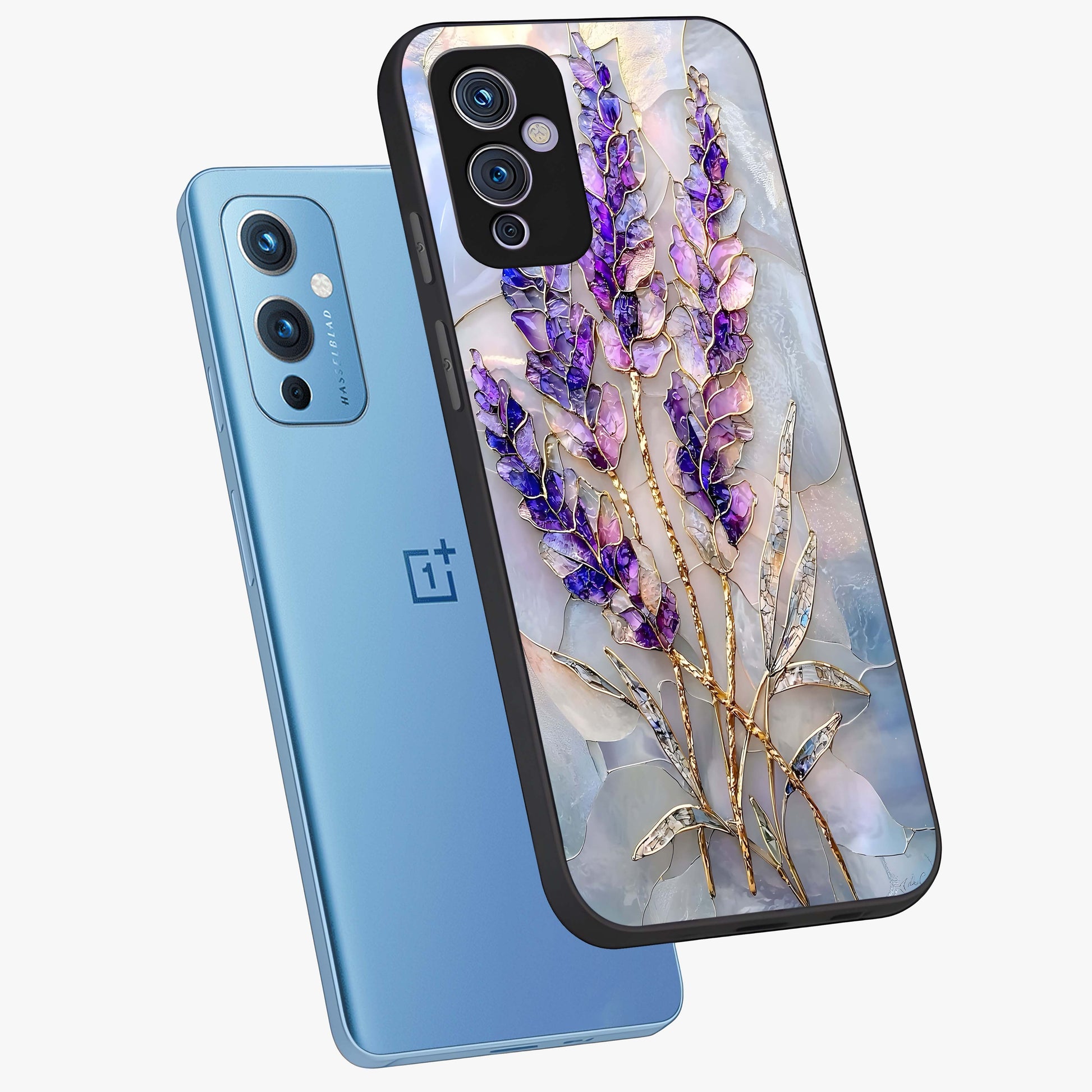 Lavender Dream Glow Glass Case displayed in angled mockup highlighting dreamy purple glow design with soft artistic style.