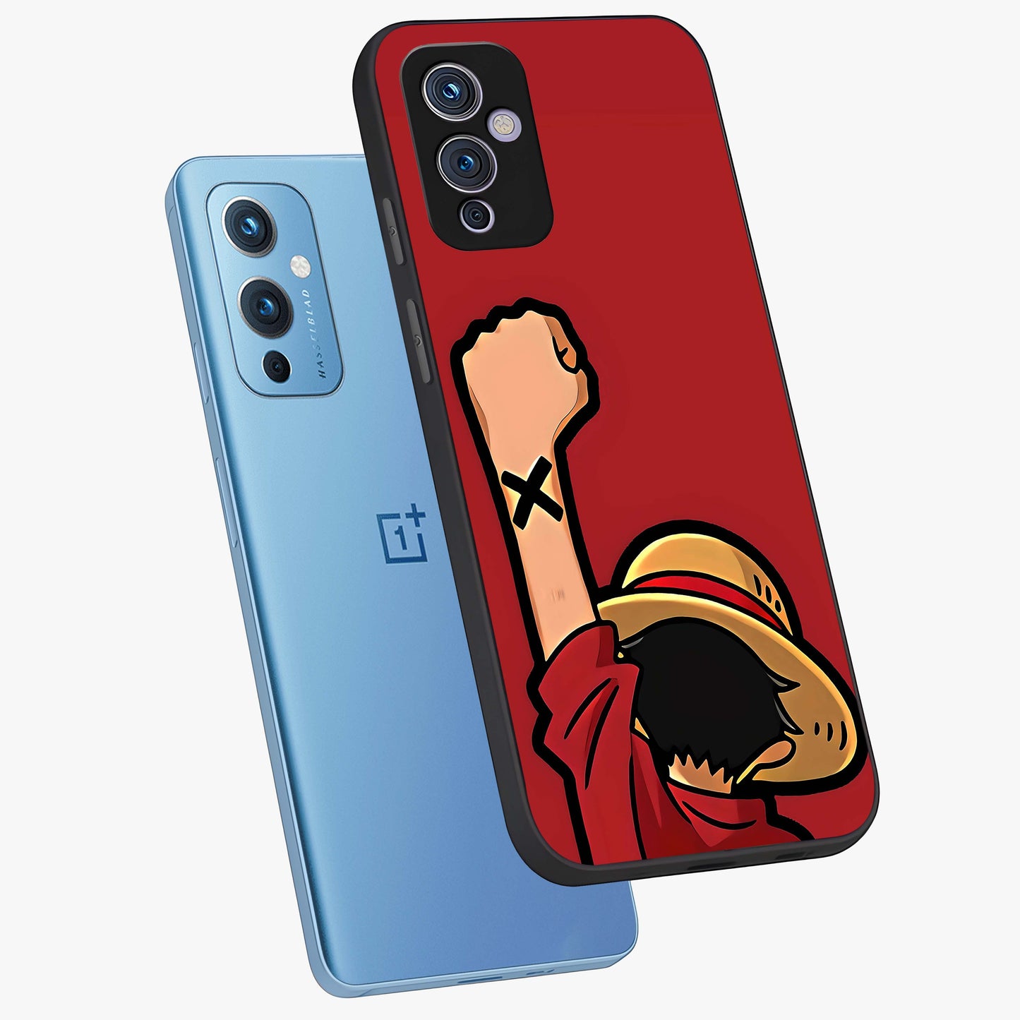 Luffy X Spirit Glass Case displayed in angled mockup highlighting powerful anime design with energetic action aesthetic.