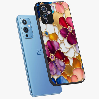 Marble Flower Pattern Glass Case displayed in angled mockup highlighting elegant marble floral design with modern aesthetic.