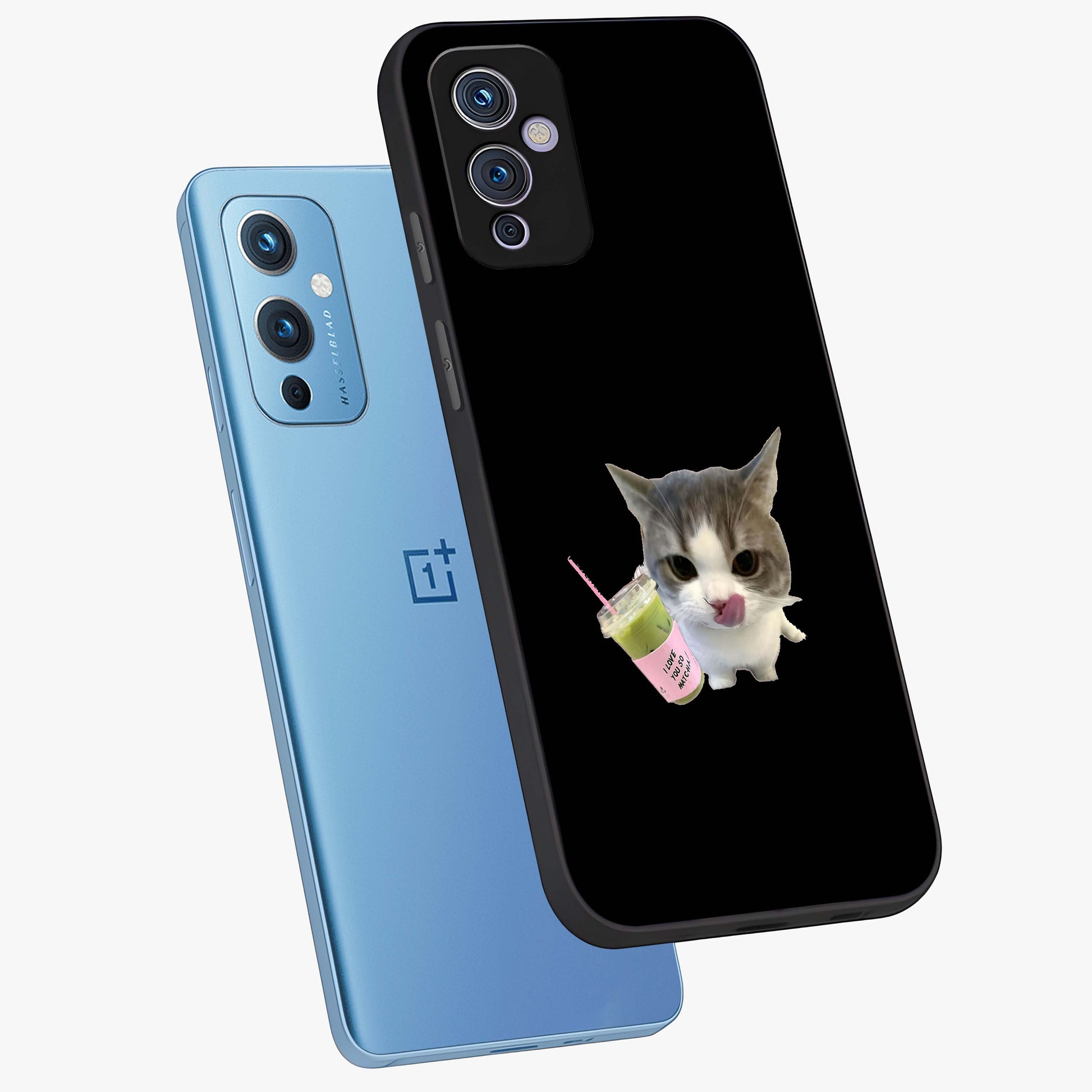 Matcha Cat Style Glass Case displayed in angled mockup highlighting playful feline design with pastel matcha aesthetic.