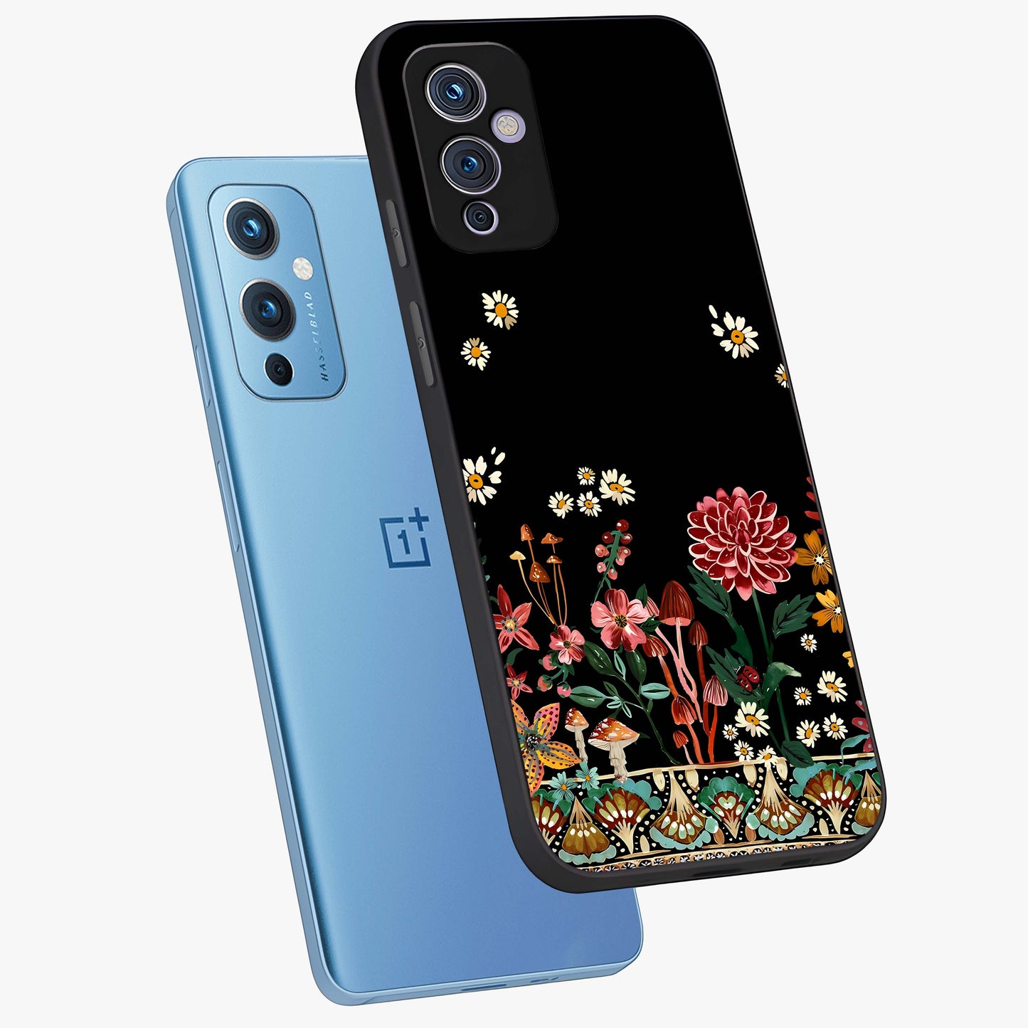 Midnight Bloom Pattern Glass Case displayed in angled mockup highlighting elegant flower design with midnight aesthetic style.