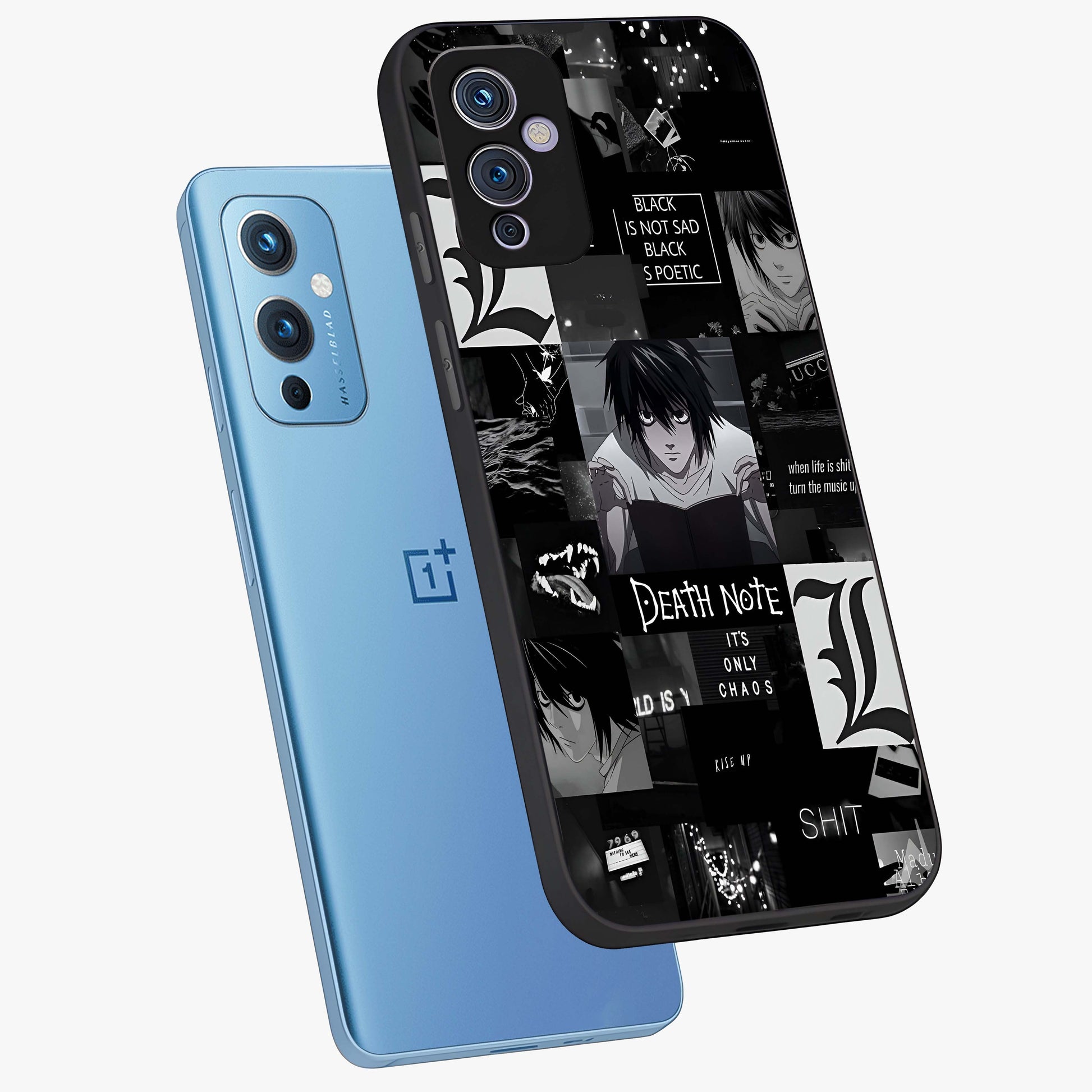 Midnight Chaos Mind Glass Case displayed in angled mockup highlighting chaotic artistic design with dramatic midnight aesthetic.