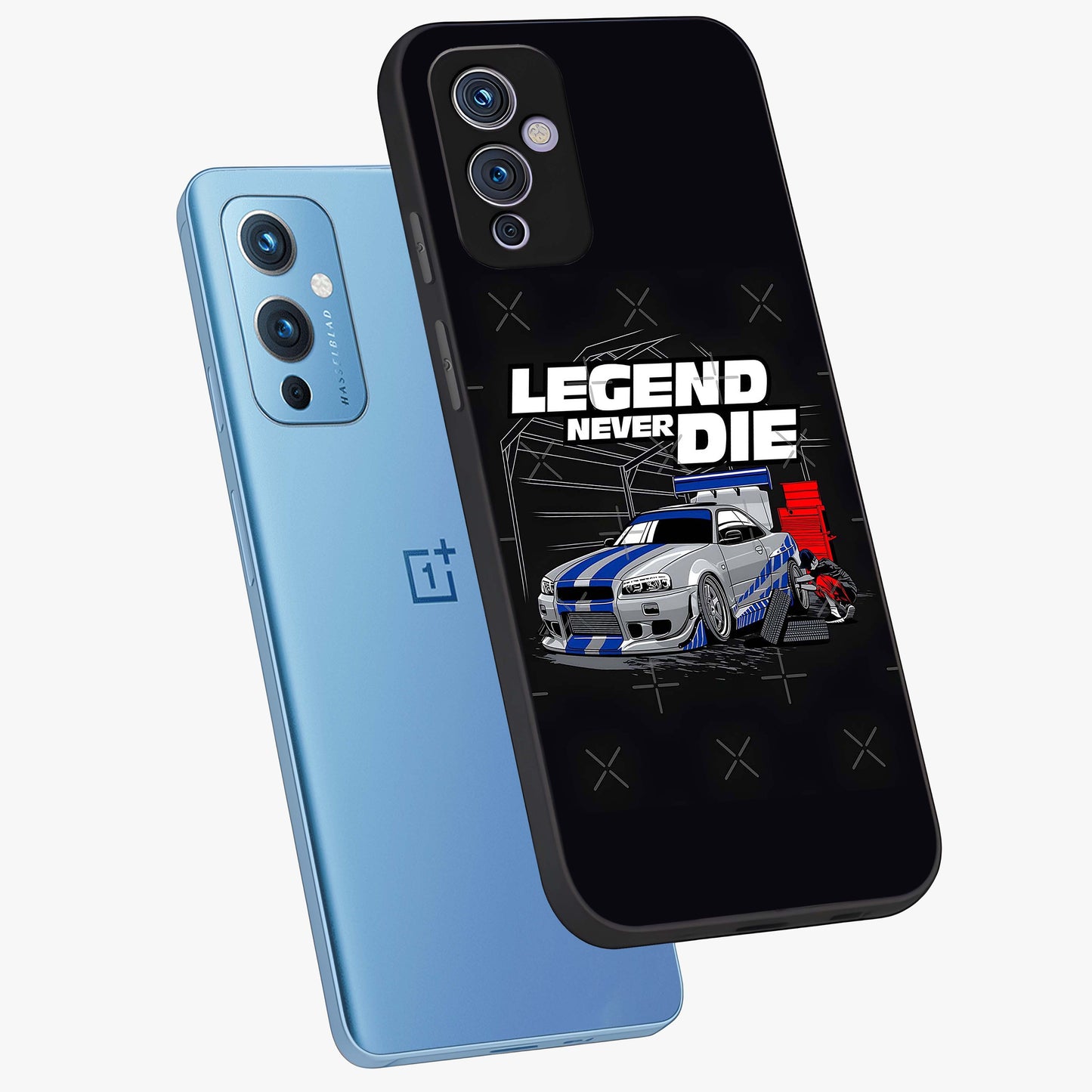 Midnight Racing Legacy Glass Case displayed in angled mockup highlighting dynamic automotive design with bold midnight aesthetic.