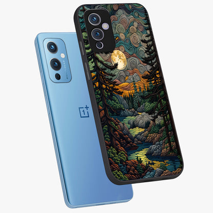 Moonlight Forest Dream Glass Case displayed in angled mockup highlighting dreamy forest design with glowing moon aesthetic.