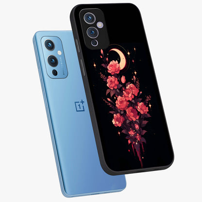 Moonlit Floral Elegance Glass Case displayed in angled mockup highlighting graceful flower design with soft moonlight aesthetic.
