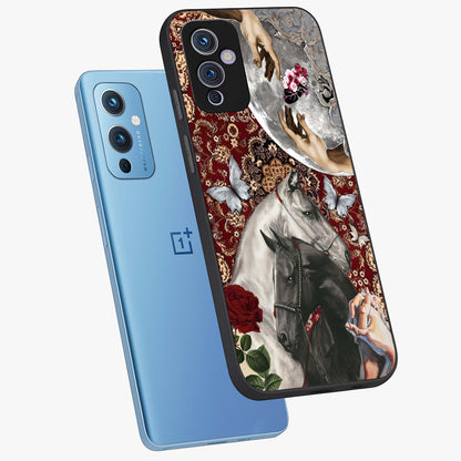 Moonlit Royal Stallion Glass Case displayed in angled mockup highlighting powerful stallion illustration with royal night aesthetic.