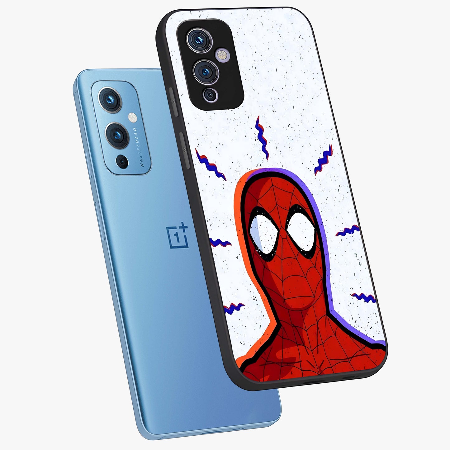 Omg Spiderman Glass Case displayed in angled mockup highlighting dynamic hero illustration with action comic aesthetic.