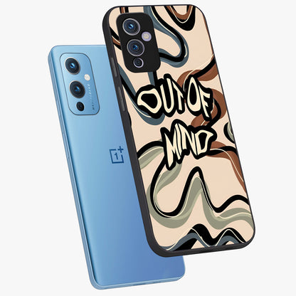 Out Of Mind Glass Case displayed in angled mockup highlighting bold statement design with modern artistic aesthetic.