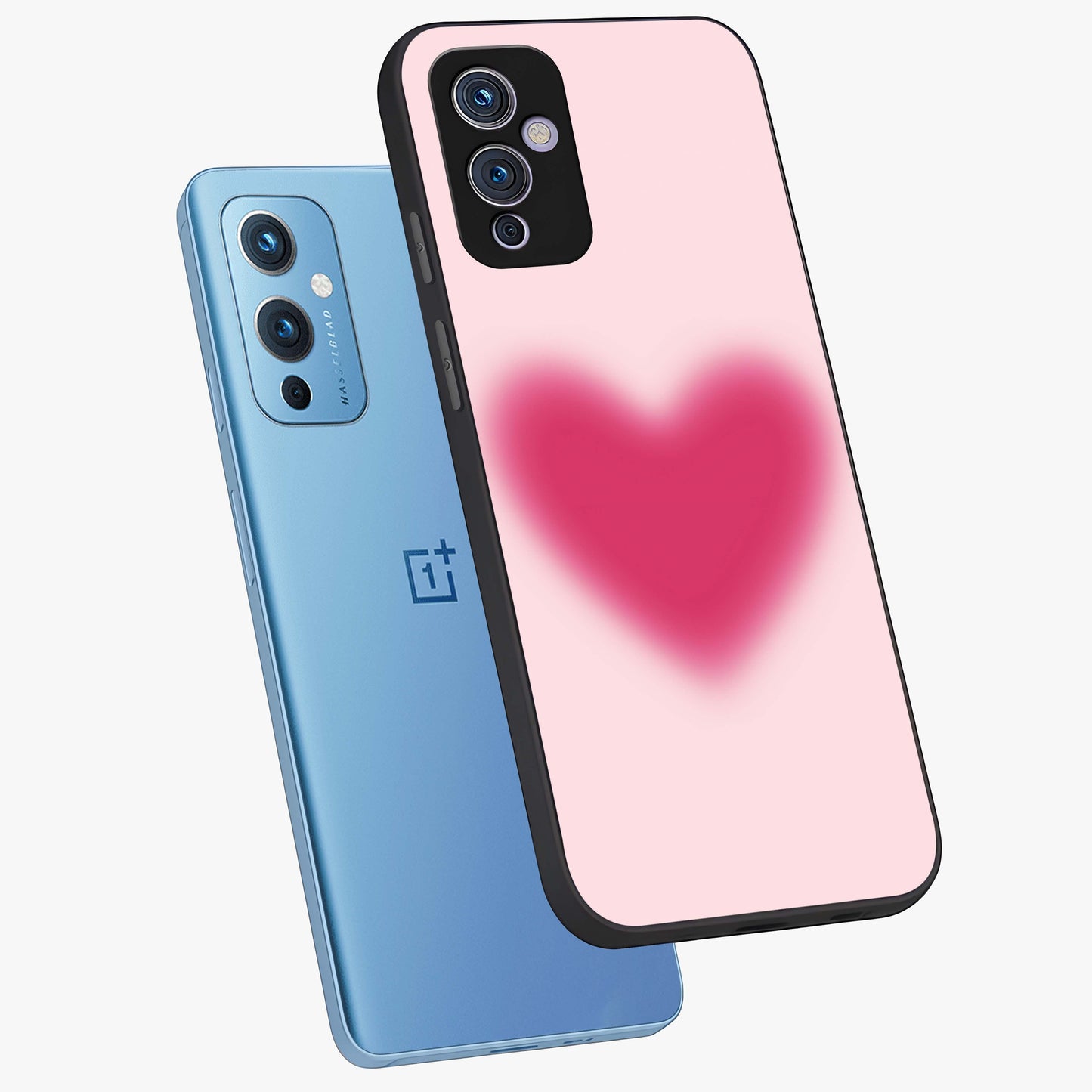 Pink Aura Heart Glass Case displayed in angled mockup highlighting vibrant pink heart design with dreamy aura aesthetic.
