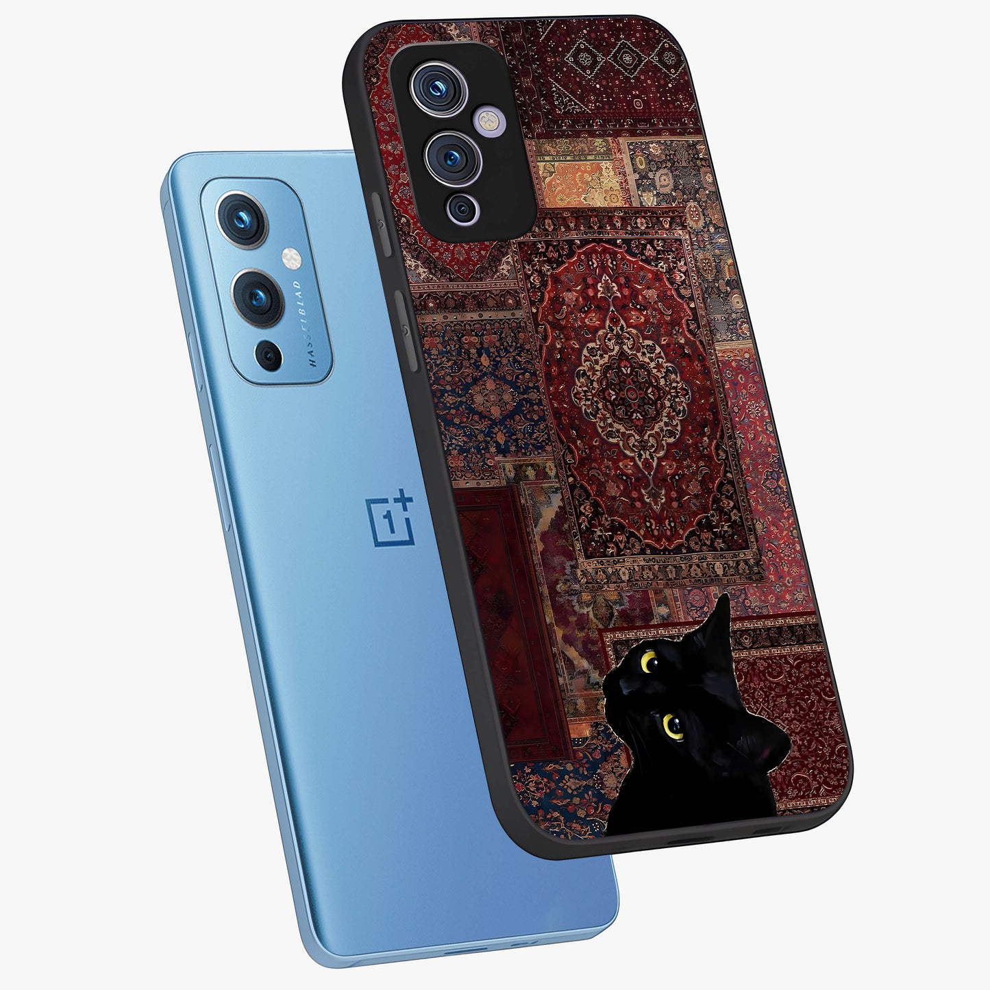 Regal Magic Cat Apple Glass Case displayed in angled mockup highlighting whimsical feline design with fantasy aesthetic.