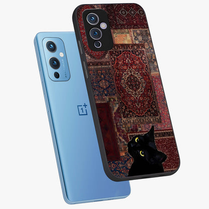 Regal Magic Cat Apple Glass Case displayed in angled mockup highlighting whimsical feline design with fantasy aesthetic.