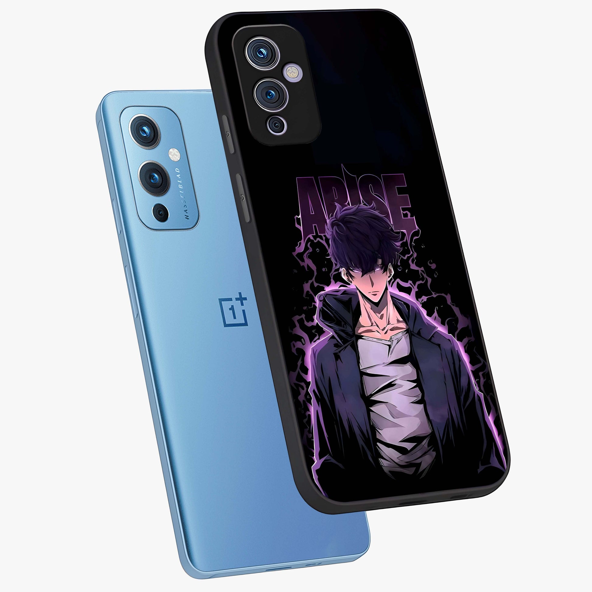 Shadow Monarch Awakening Glass Case displayed in angled mockup highlighting dramatic shadow warrior design with fantasy aesthetic.