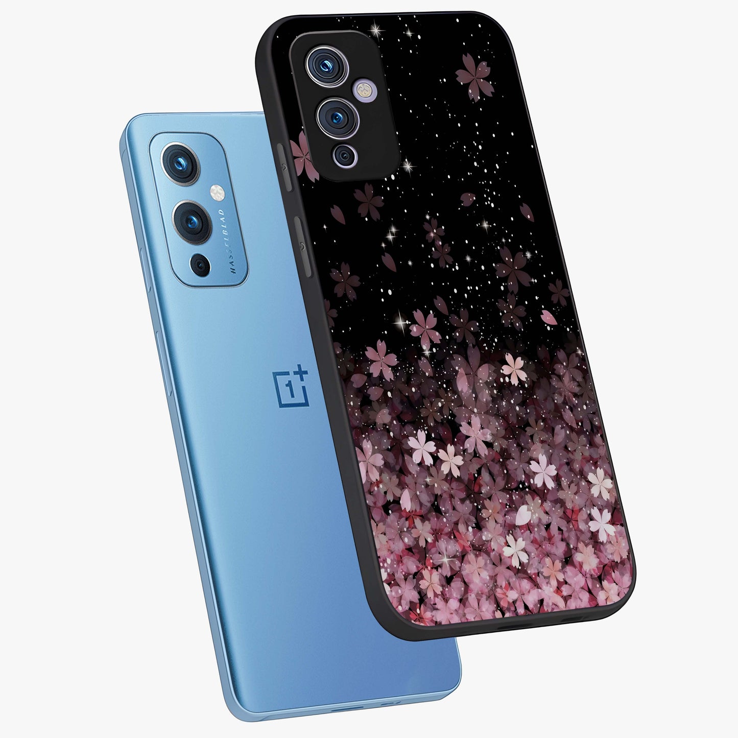 Small Starry Flowers Glass Case displayed in angled mockup highlighting tiny flower pattern with celestial aesthetic style.
