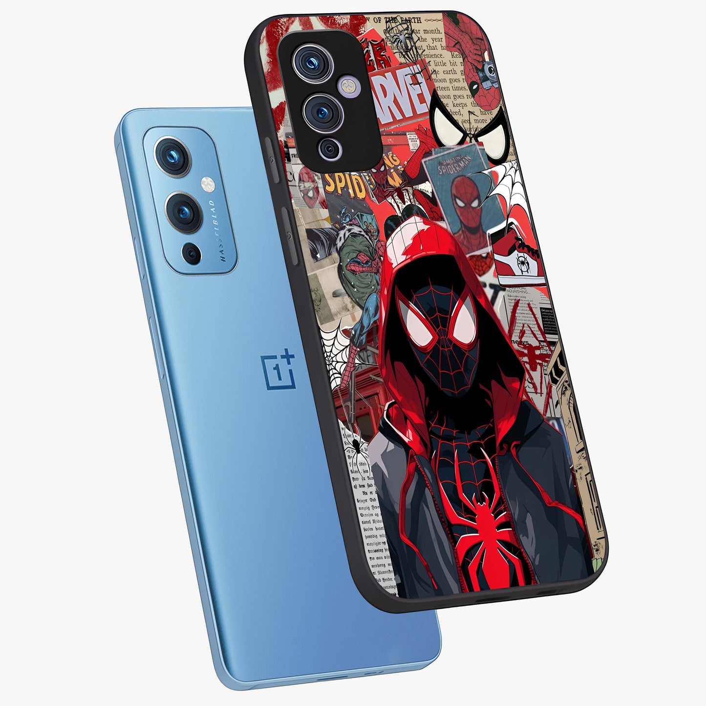 Spider Collage Street Glass Case displayed in angled mockup highlighting dynamic street style collage design with comic aesthetic.