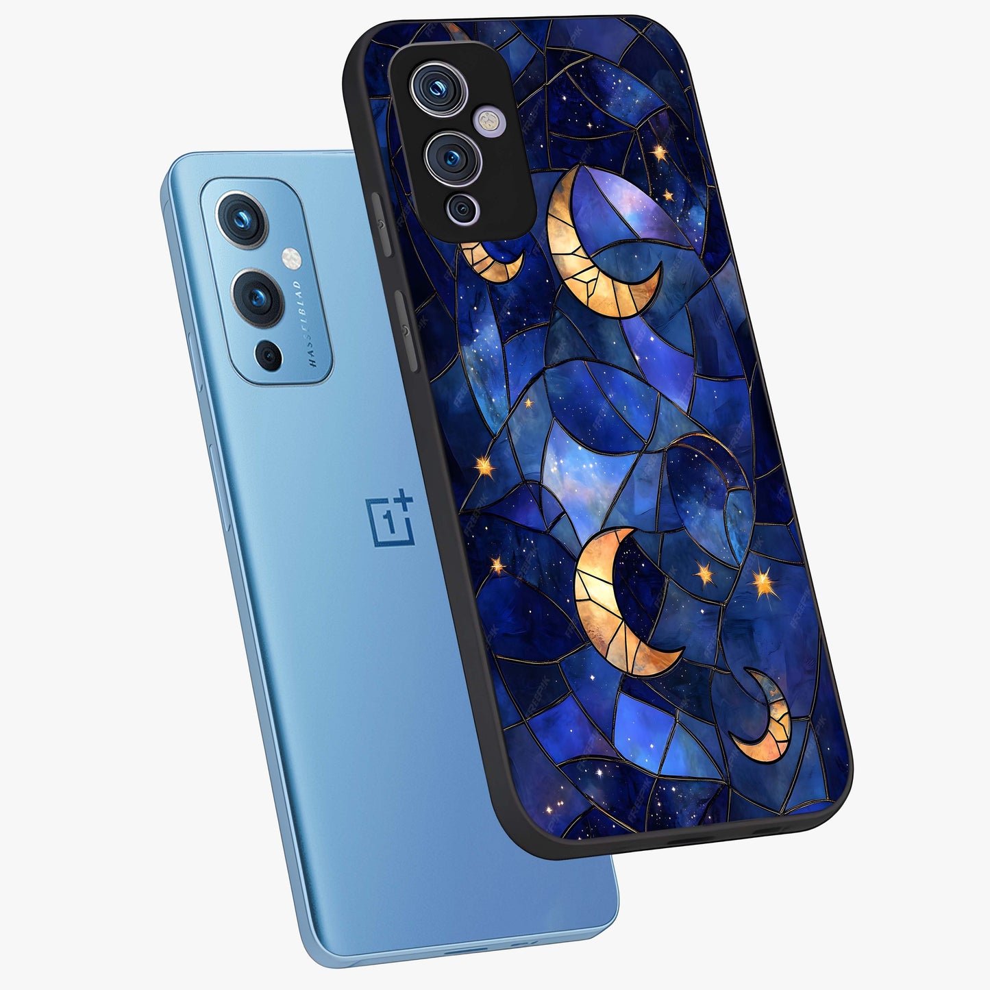 Starlit Sky Tapestry Glass Case displayed in angled mockup highlighting celestial night pattern with artistic aesthetic style.