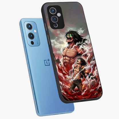 Titan Awakening Fury Glass Case displayed in angled mockup highlighting dramatic giant warrior design with bold anime aesthetic.