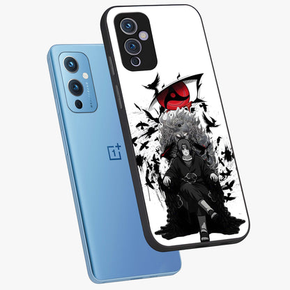 Uchiha Shadow Throne Glass Case displayed in angled mockup highlighting glowing aquatic design with celestial aesthetic.