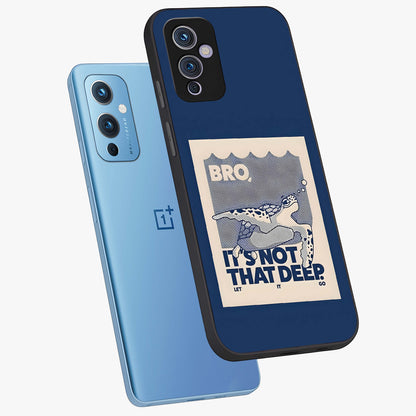 Worry Less Swim Glass Case displayed in angled mockup highlighting fun typography design with relaxed aesthetic style.