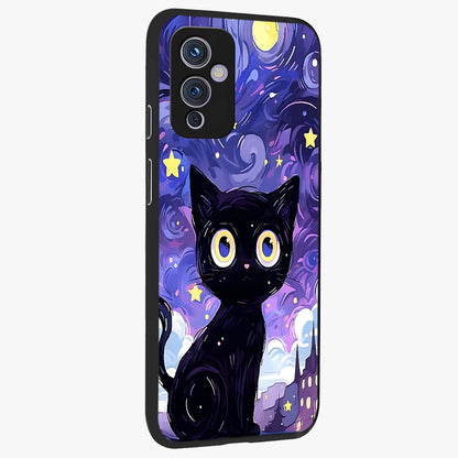 Abstract Cat Art Glass Case upright view showcasing creative feline illustration and aesthetic artistic style.