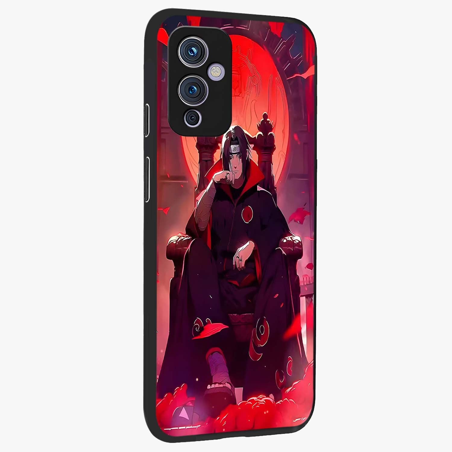 Blood Moon Sovereign Glass Case upright view showcasing powerful moon inspired artwork with cosmic aesthetic style.