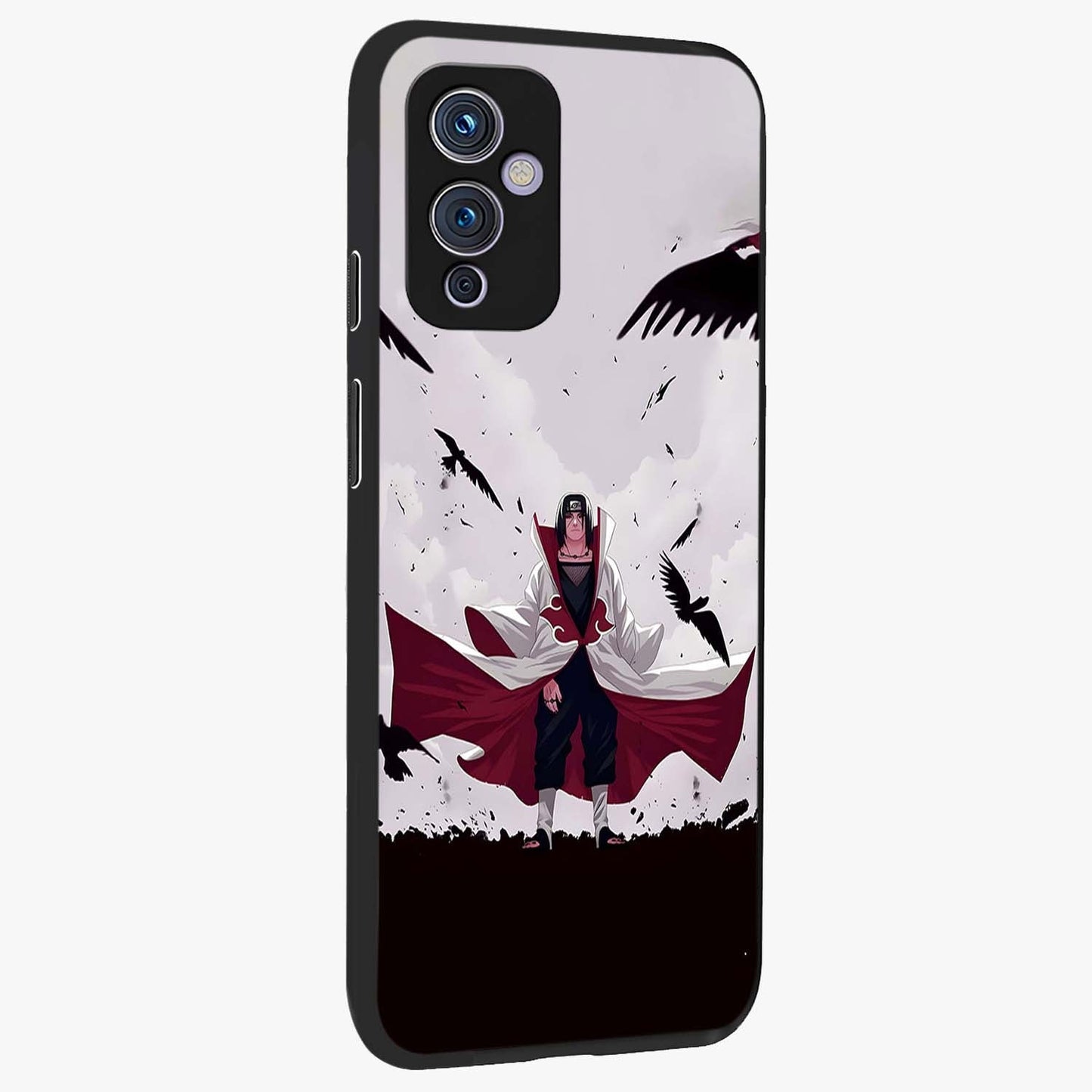 Crimson Crow Ascension Glass Case upright view showcasing dramatic crow artwork with bold gothic theme.