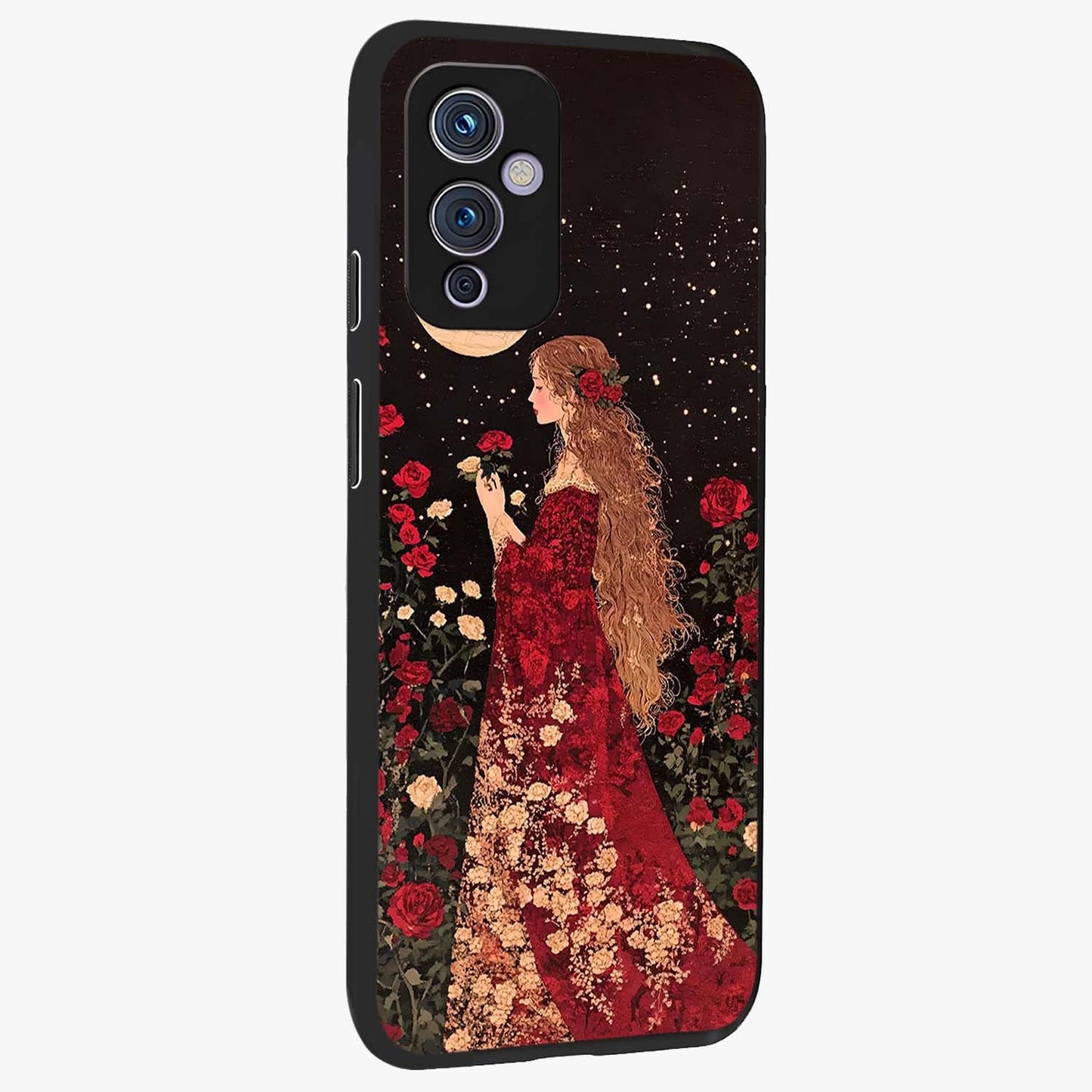 Crimson Dreams Glass Case upright view showcasing dreamy red toned artwork with modern aesthetic style.
