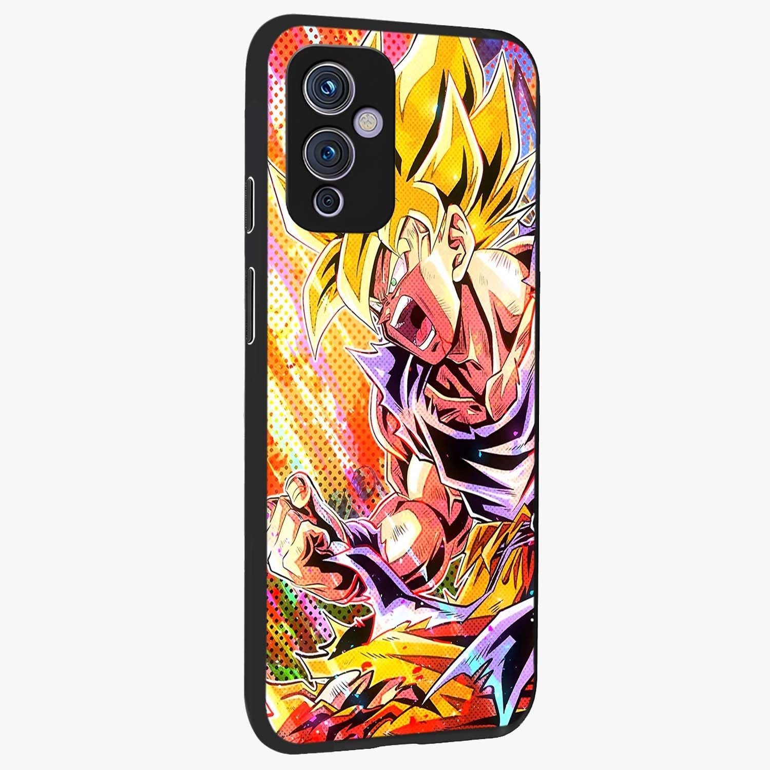 Firing Goku Glass Case upright view showcasing energetic anime artwork with bold warrior theme.