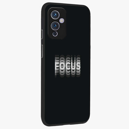 Focus Mode On Glass Case upright view showcasing strong typography statement with sleek motivational theme.