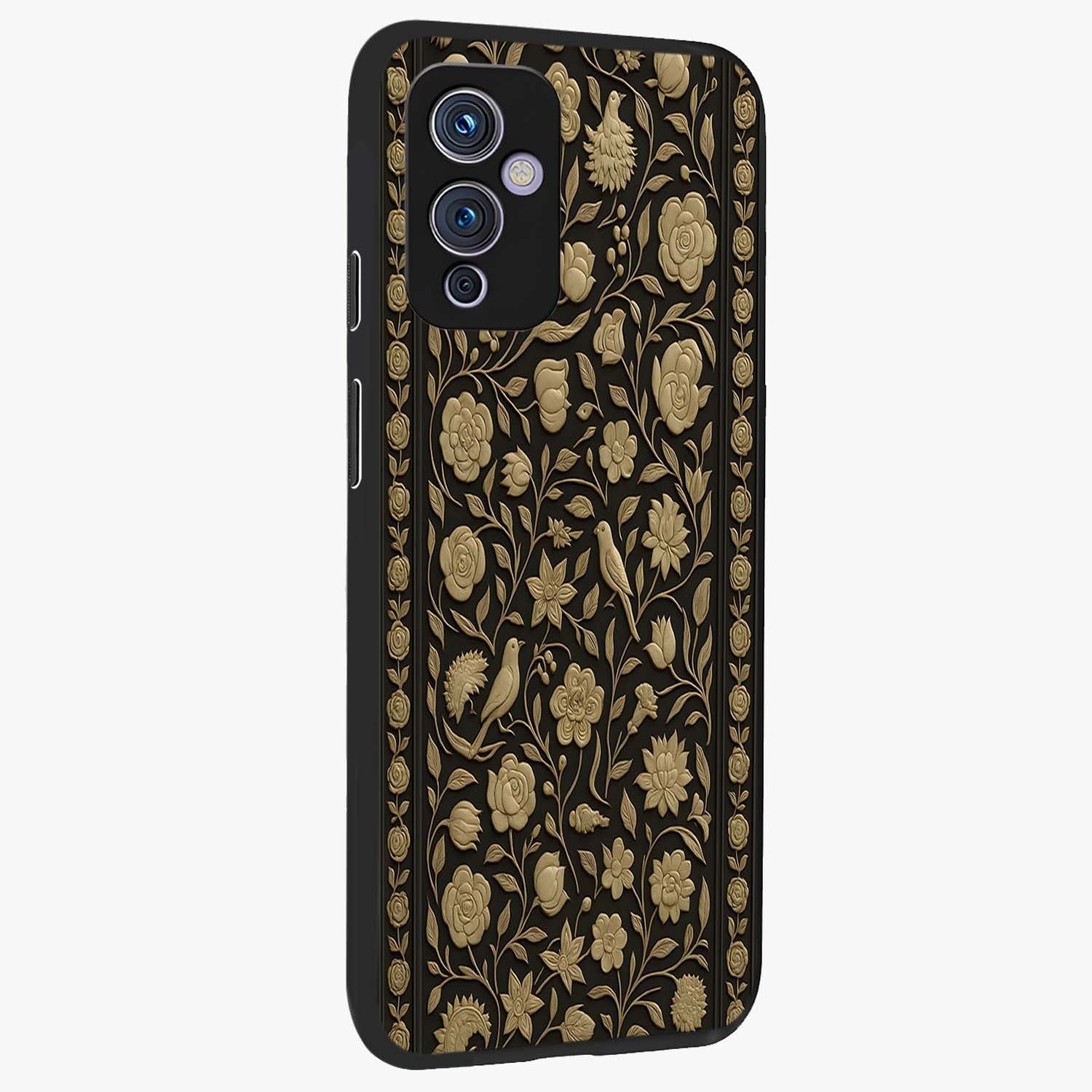 Golden Evil Eye Mandala Glass Case upright view showcasing decorative evil eye mandala artwork with spiritual aesthetic style.