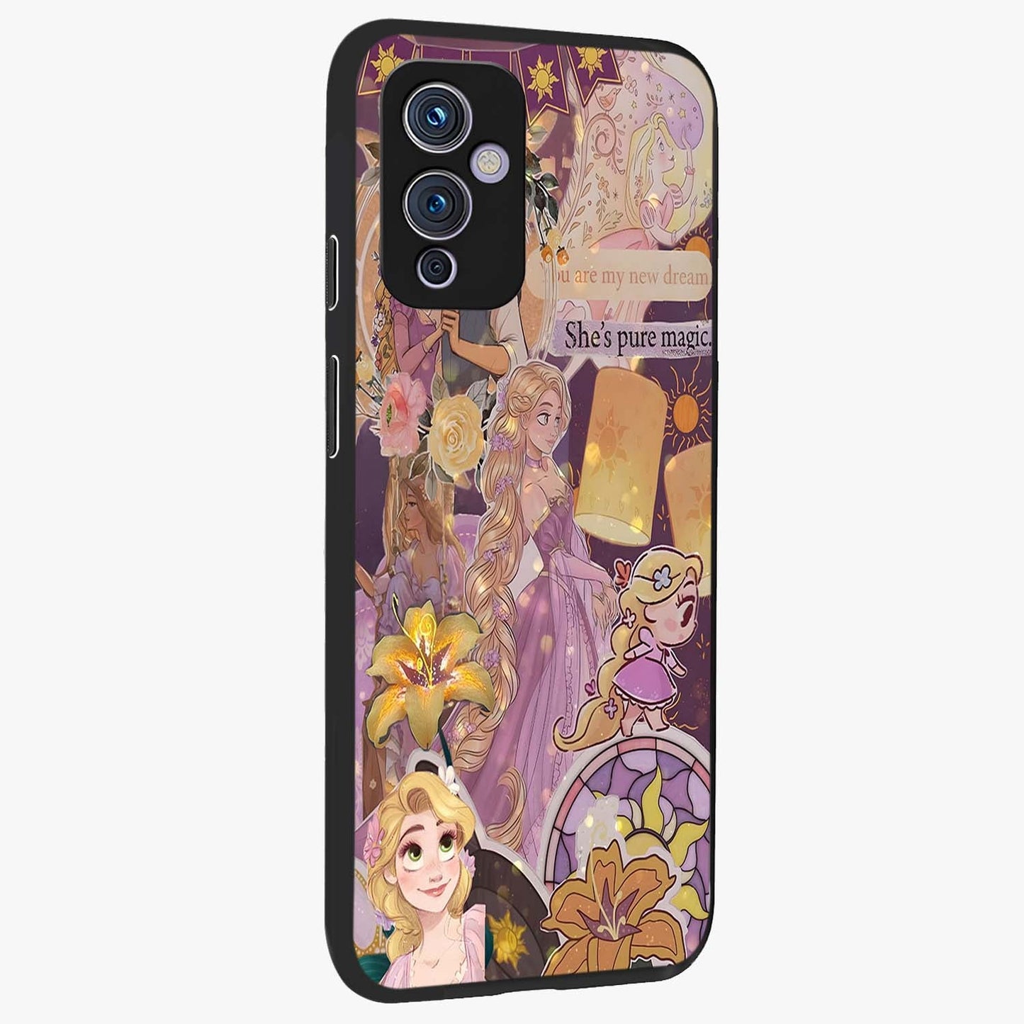 Magical Tangled Dream Glass Case upright view showcasing enchanting artistic artwork with dreamy fantasy theme.