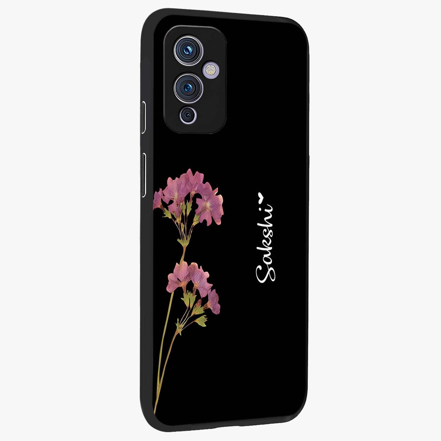 Riching Lavender Flower Custom Name Glass Case upright view showcasing elegant lavender floral artwork with personalized aesthetic.