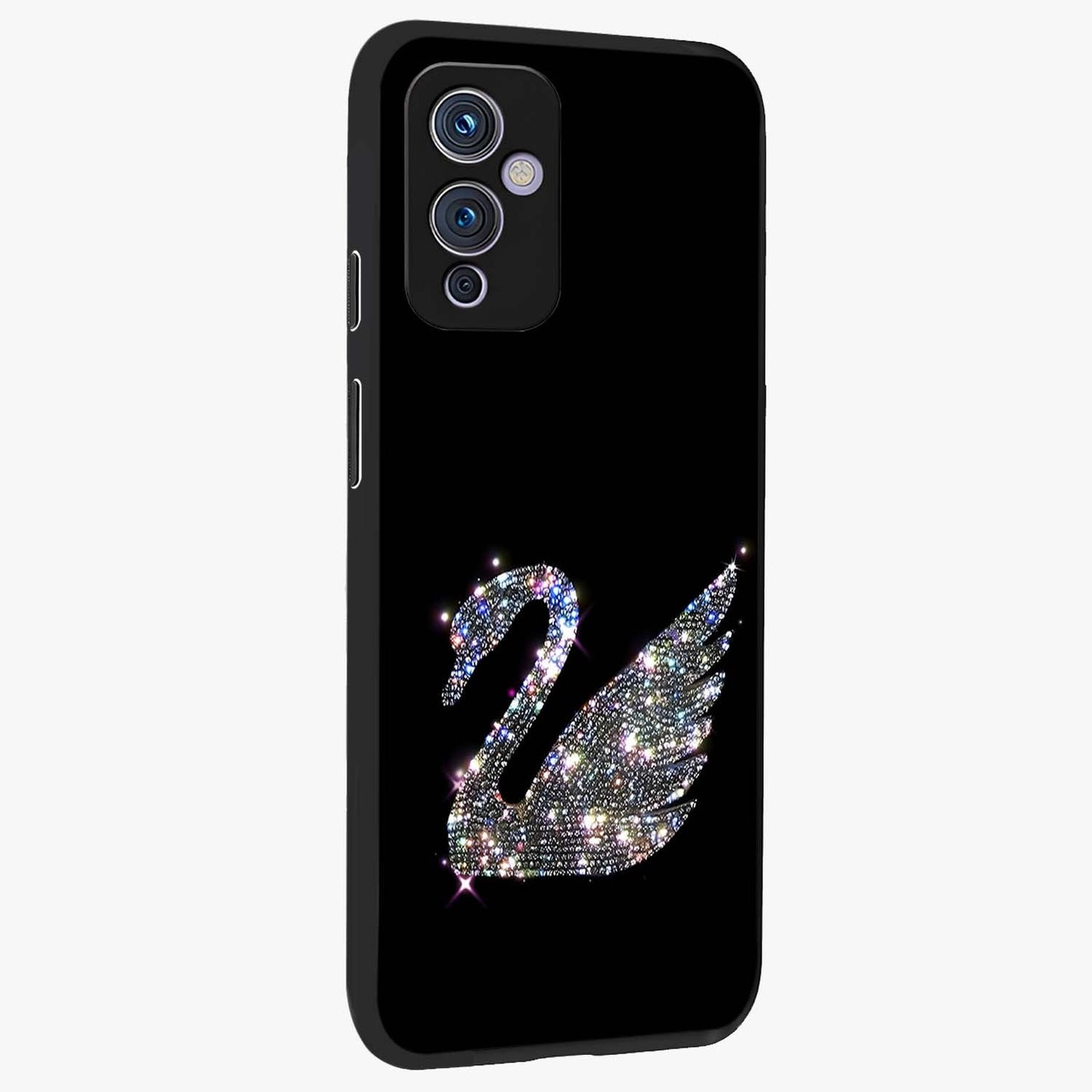 Starlit Swan Grace Glass Case upright view showcasing beautiful swan artwork with peaceful night themed design.