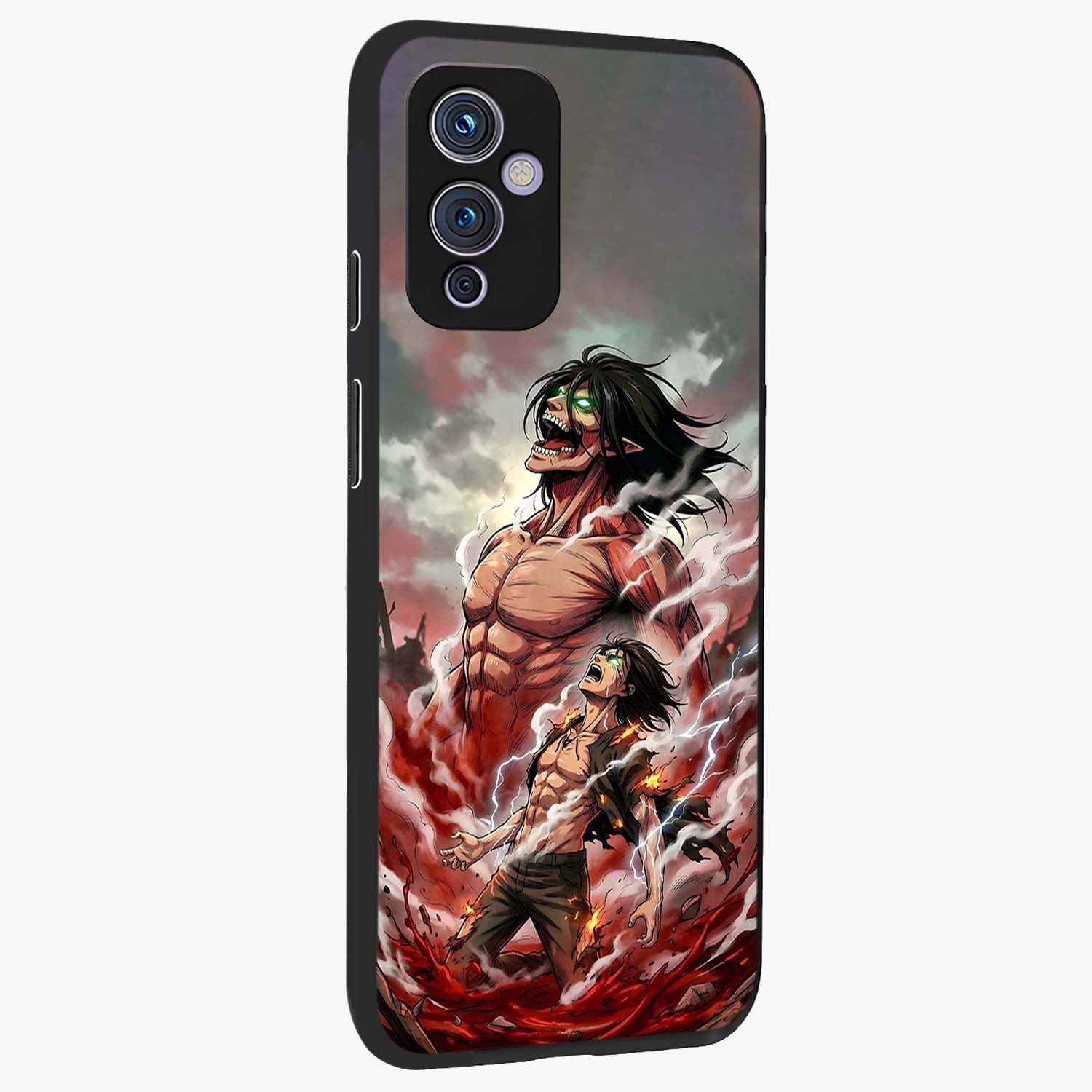 Titan Awakening Fury Glass Case upright view showcasing intense titan artwork with epic fantasy theme.