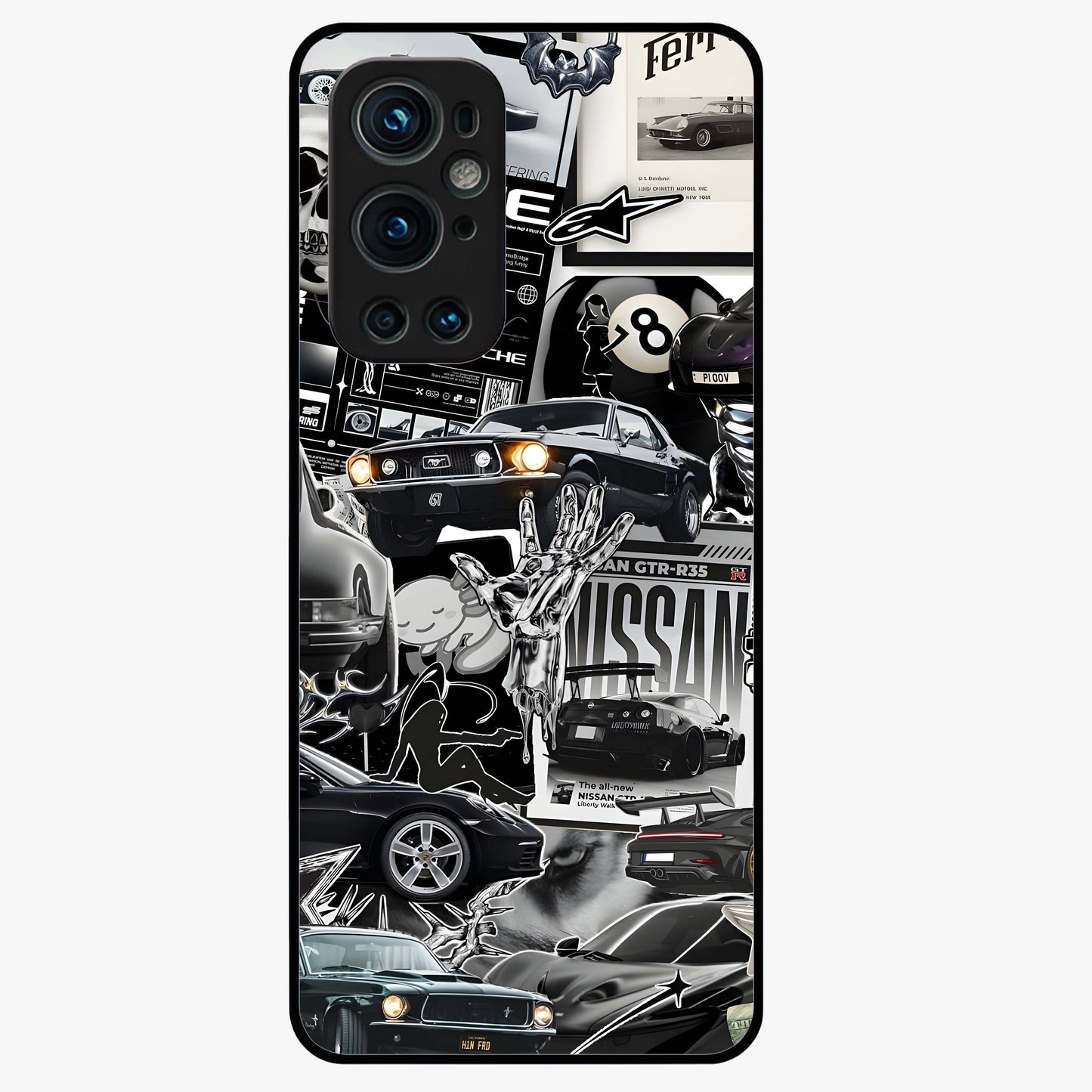 Aesthetic Dark Love Glass Case showing flat back view with dark romantic artwork and glossy glass finish.