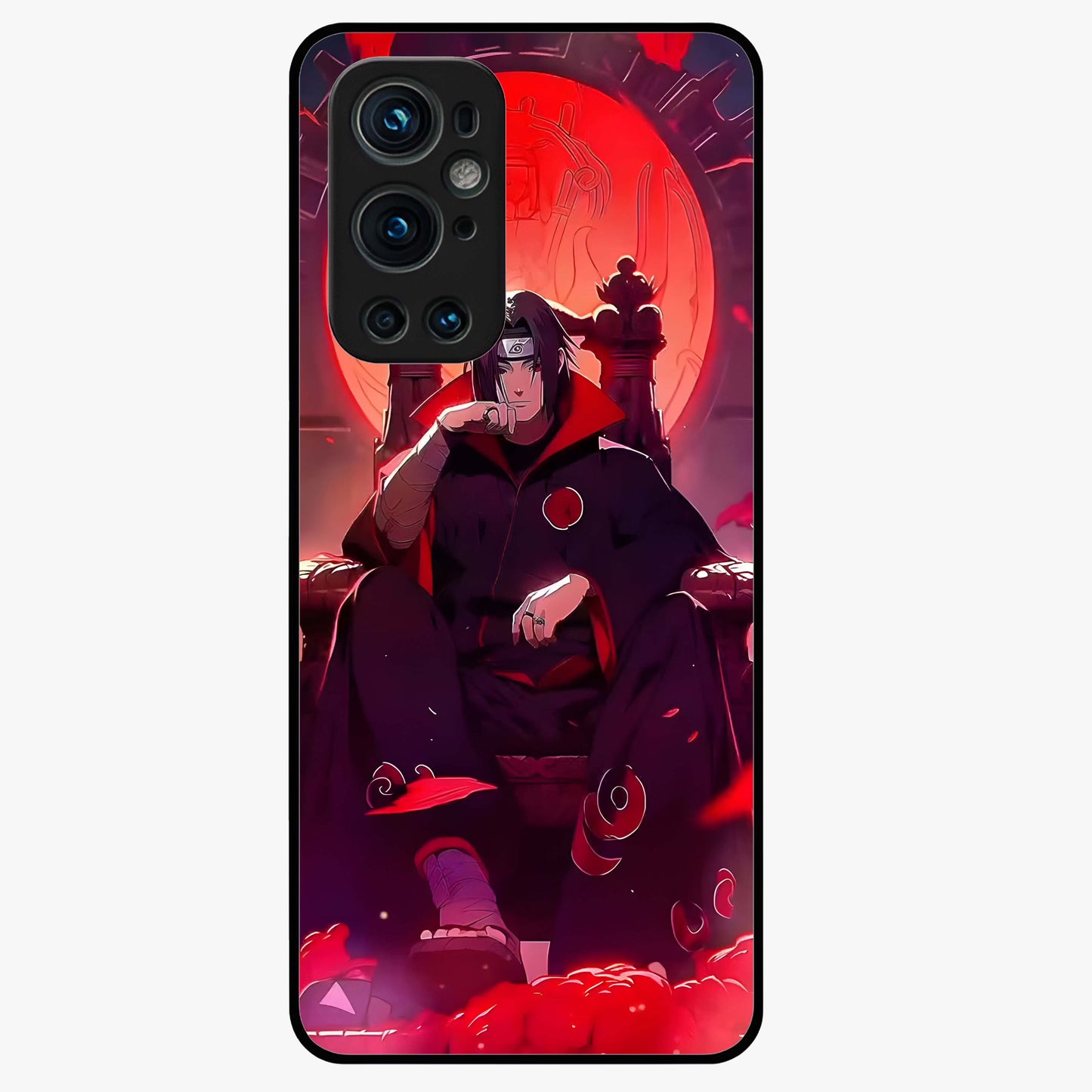 Blood Moon Sovereign Glass Case showing flat back view with mystical blood moon artwork and glossy glass finish.