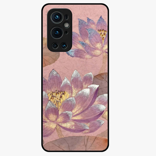 Blossom Mist Lotus Glass Case showing flat back view with serene lotus blossom artwork and glossy glass finish.
