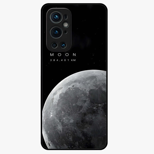 Cosmic Moon Glow Glass Case showing flat back view with glowing moon artwork and glossy glass finish.
