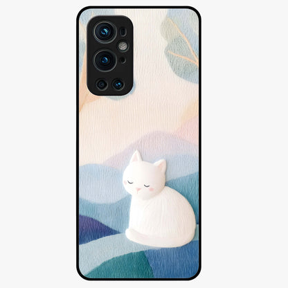 Cotton Dream Cat Glass Case showing flat back view with soft dreamy cat artwork and glossy glass finish.