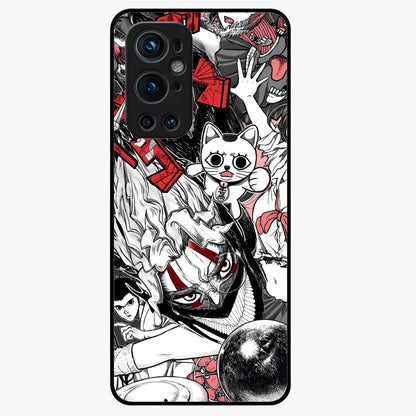 Crimson Chaos Panel Glass Case showing flat back view with bold crimson abstract artwork and glossy glass finish.