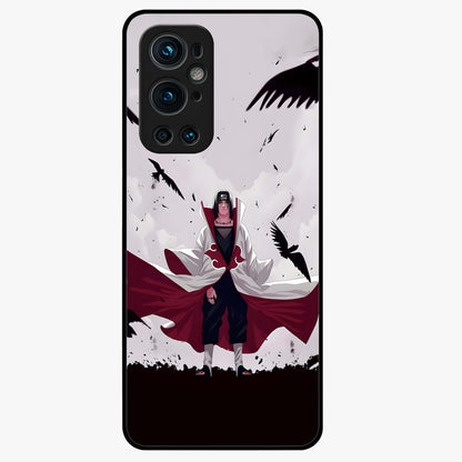 Crimson Crow Ascension Glass Case showing flat back view with mystical crow artwork and glossy glass finish.