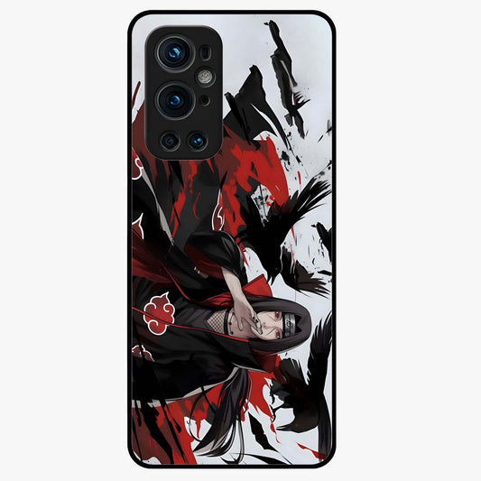 Crimson Crow Illusion Glass Case showing flat back view with artistic crow illusion artwork and glossy glass finish.