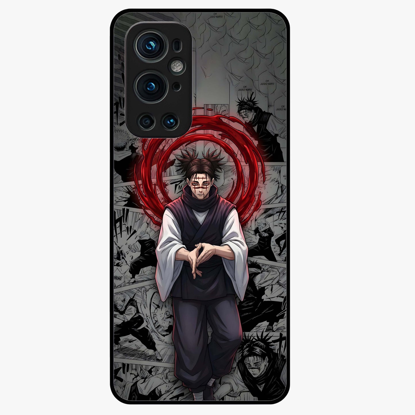Cursed Ritual Ascension Glass Case showing flat back view with dark ritual themed artwork and glossy glass finish.