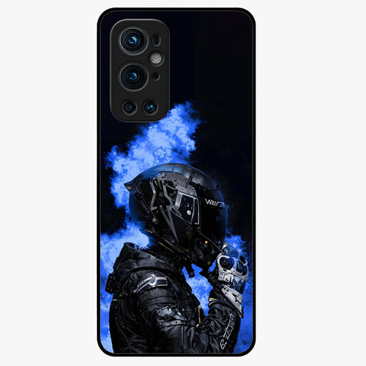 Cyber Sentinel Protocol Glass Case showing flat back view with futuristic cyber themed artwork and glossy glass finish.