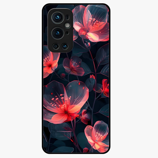 Dark Shade of Flower Glass Case showing flat back view with elegant dark floral artwork and glossy glass finish.
