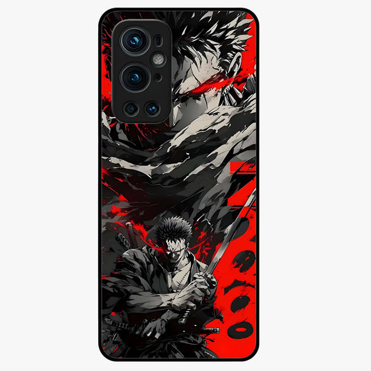 Demon Sword Resolve Glass Case showing flat back view with fierce sword warrior artwork and glossy glass finish.