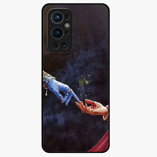Divine Touch Eternal Glass Case showing flat back view with spiritual themed artwork and glossy glass finish.