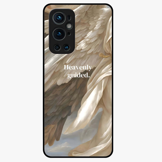 Divine Winged Grace Glass Case showing flat back view with elegant wing inspired artwork and glossy glass finish.