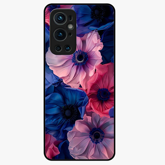 Flower Paper Art Pattern Glass Case showing flat back view with paper cut style floral artwork and glossy glass finish.