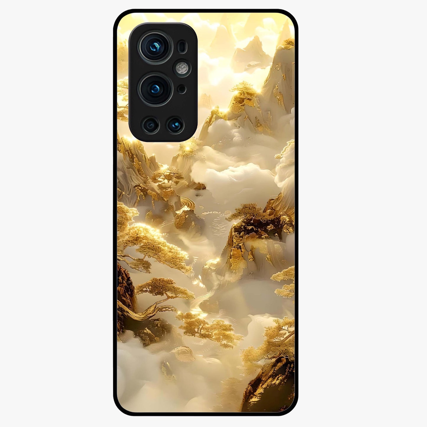Gates Of Illumination Glass Case showing flat back view with mystical illuminated gate artwork and glossy glass finish.