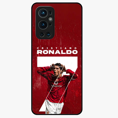 Goal Celebration Legacy Glass Case showing flat back view with football celebration inspired artwork and glossy glass finish.